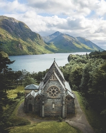 th century Gothic Revival Church of St Mary amp St Finnan on the eastern shores of Loch Shiel Highland Scotland