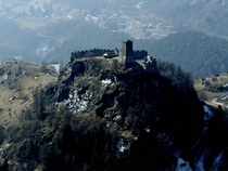 The abandoned Castle of Graines in the Aosta Valley Italy 