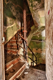 The abandoned stairwell of the American Life Building in Birmingham Alabama 