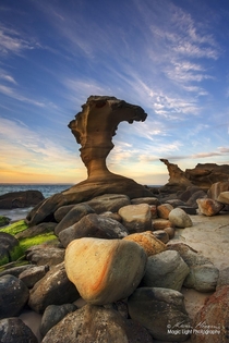 The amazing natural rock sculptures at the southern end of Hargraves Beach in Noraville on the Central Coast of New South Wales Australia 