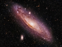 The Andromeda Galaxy contains  trillion stars and is  million light years from Earth This was captured from my backyard with  hours of exposure time