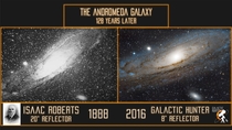 The Andromeda Galaxy -  years ago vs Now photo comparison