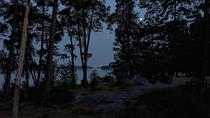 The Baltic Sea Coast in the middle of the night in Espoo Finland 