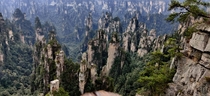 The beautiful Avatar Mountains in Zhangjiajie National Park Wulingyuan China 