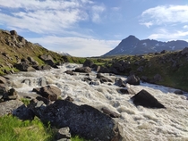 The beautiful whitewater of high-water xnadals in Iceland 