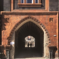 The beautifully ornate gateway of this house on Abovyan street in GyumriArmenia dates back to  - a period when local builders were trying to regenerate some of the tenets of classical medieval Armenian architecture in Ani and surrounding sites