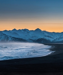 The beauty of a black sand beach in Iceland  during the blue hour and a windy day  - more of my landscapes at insta glacionaut