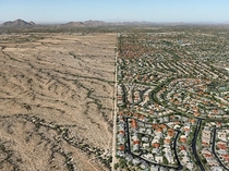 The border between Salt River Pima-Maricopa Indian Community and the city of Scottsdale in Arizona