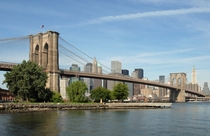 The Brooklyn Bridge overlooking the Manhatten Financial District