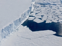 The calving front of Thwaites Glacier West Antarctica which ranks among the largest and most important ice streams in the world 