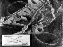 The Canadian Pacific Railway spiral tunnels in Kicking Horse Pass are a set of two massive underground spirals that allow trains to climb over  feet at a grade of only  The tunnels were completed in 