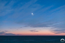 The Christmas Star Jupiter and Saturn Set Across the Pacific Ocean