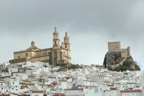 The Church and Castle in Olvera Spain Tower over the Town Below 