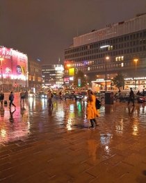 The City Centre and Autumn Rain in Helsinki Finland 
