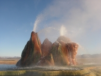 The continuous Fly Geyser in Nevada began in  when water well drilling accidentally penetrated a geothermal source 