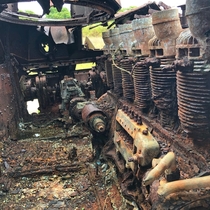 The corroded interior of a Japanese Type  Ha-Go Tank
