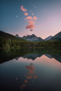 The definition of serene Wedge pond in Alberta Canada 