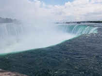 The edge of Niagara Falls seen from Canada 
