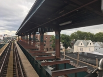 The elevated  St Station on the J train seen during its reconstruction 