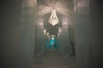 The entrance hall of the ice hotel in Jukkasjrvi Sweden 