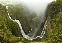 The falls of Vringsfossen in the fog Norway  photo by Alex Mashtakov