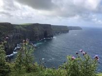 The fewest clouds Ive had in my  visits over  years to the Cliffs of Moher It was pissing down rain min before this pic and started up about min after 