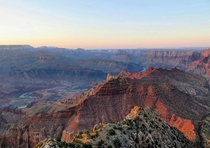 The Grand Canyon at sunset from a spot near Navajo Point 