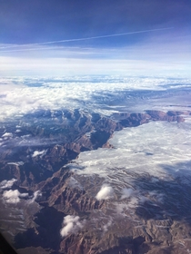 The Grand Canyon in winter taken from the air 