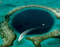 The Great Blue Hole a large submarine sinkhole off the coast of Belize over m across and m deep x