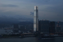The ICC and Hong Kong at twilight 