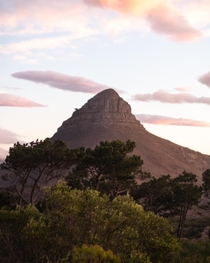 The iconic Lions Head in the soft sunset glow Cape Town South Africa 