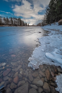 The icy margins of the Bitterroot River Montana 