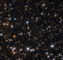 The image shows a portion of Messier  M which is also known as the Wild Duck Cluster because the brightest stars create a V shape that resemble wild ducks in flight