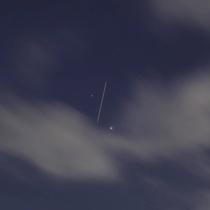 The ISS passing between Saturn and Jupiter as viewed from Pune India in June  Nikon D - kit lens f ISO   sec exposure on a tripod