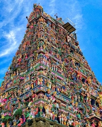 The Kapaleeshwarar Temple was built around the th century CE and is an example of Dravidian architecture