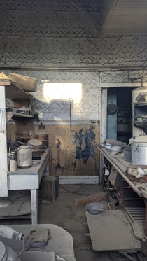 The kitchen of the Bodie Hotel which was abandoned in  in the town of Bodie California