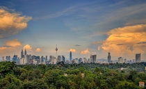 The Kuala Lumpur Skyline with one of the tallest buildings in the world under construction on the right m   ft