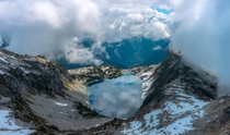 The lake known as Hidden Lake is situated roughly  meters up in the North Cascades North Cascades National Park WashingtonxOC