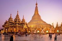 The  m  ft tall gilded Shwedagon Pagoda in Yangon Myanmar