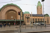 The Main Entrance of The Central Railwaystation in Helsinki Finland 