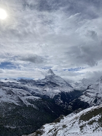 The Matterhorn through the Clouds Valais Switzerland 