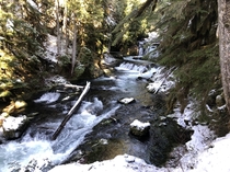 The McKenzie River after a fresh dusting of snow Willamette National Forest Oregon 