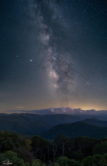 The Milky Way became visible on a dark stretch of the Blue Ridge Parkway in North Carolina 