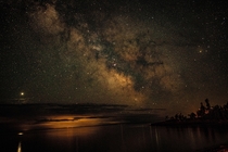 The Milky Way Jupiter and Lake Superior from Castle Danger Minnesota