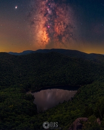 The Milky Way reflecting in a little lake from the Adirondacks NY