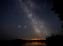 The Milky Way Saturn Jupiter and the Perseids meteor shower all showing their lovely faces