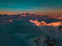 The Mont-Blanc over the clouds La Plagne FR  