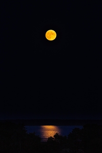 The moon rising tonight over Mackinac Island MI 