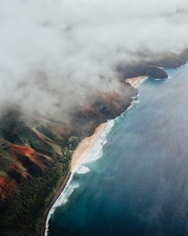The N Pali Coast viewed through the clouds Kauai HI  IG kylefredrickson