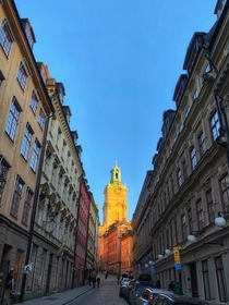 The narrow winding cobblestone streets with their buildings in so many different shades of gold give Gamla Stan its unique character 